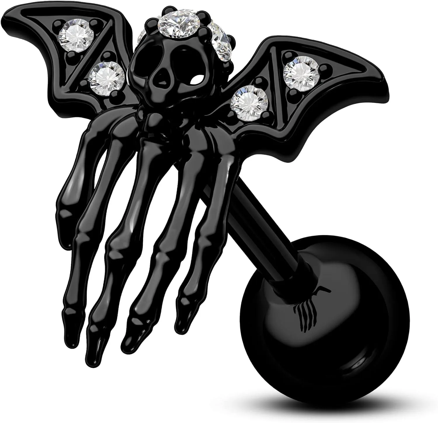 COCHARM 16g Black Bat Helix Earring Stud Halloween Bat Cartilage Piercing Bat Wing Cartilage Earrings 6mm Vampire Skeleton Hand Helix Jewelry for Women Man