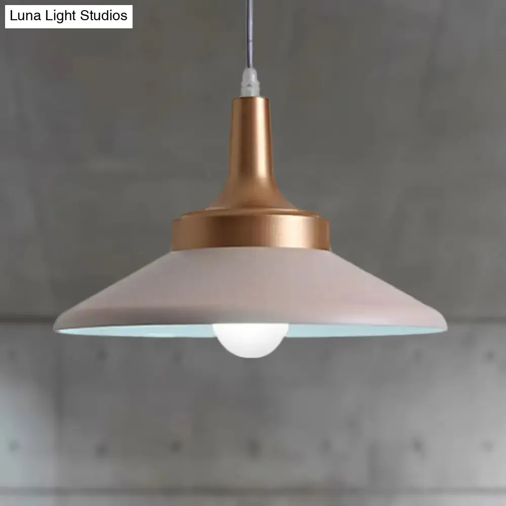 Conic Metal Pendant Lighting - Nordic Style, 1 Light, Black/White, 9.5"/14" Width
