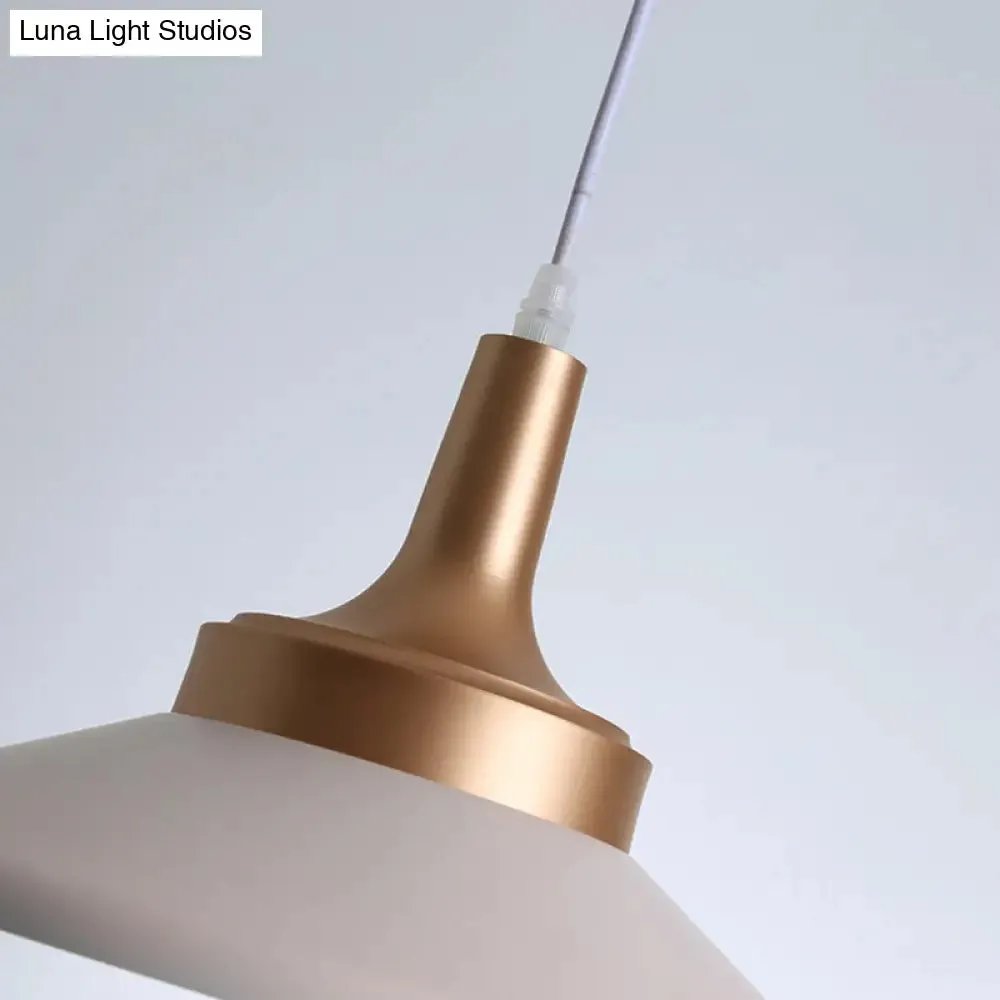 Conic Metal Pendant Lighting - Nordic Style, 1 Light, Black/White, 9.5"/14" Width