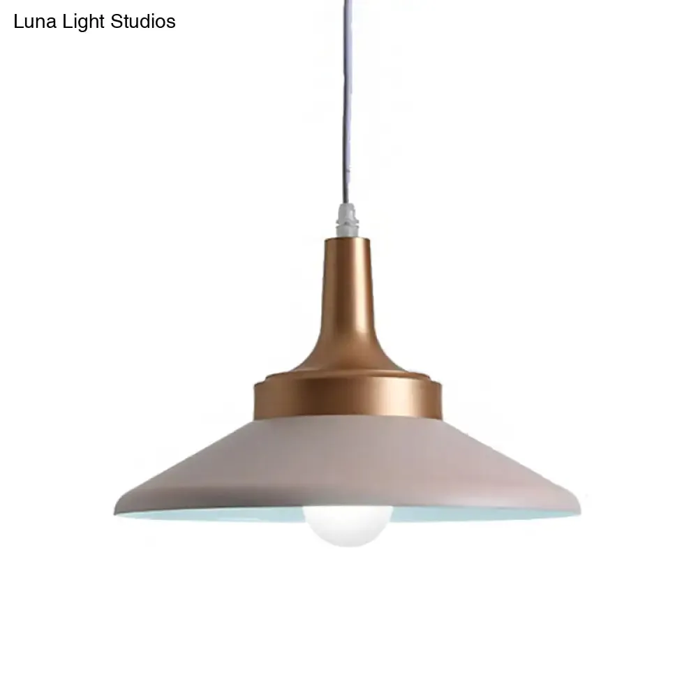 Conic Metal Pendant Lighting - Nordic Style, 1 Light, Black/White, 9.5"/14" Width