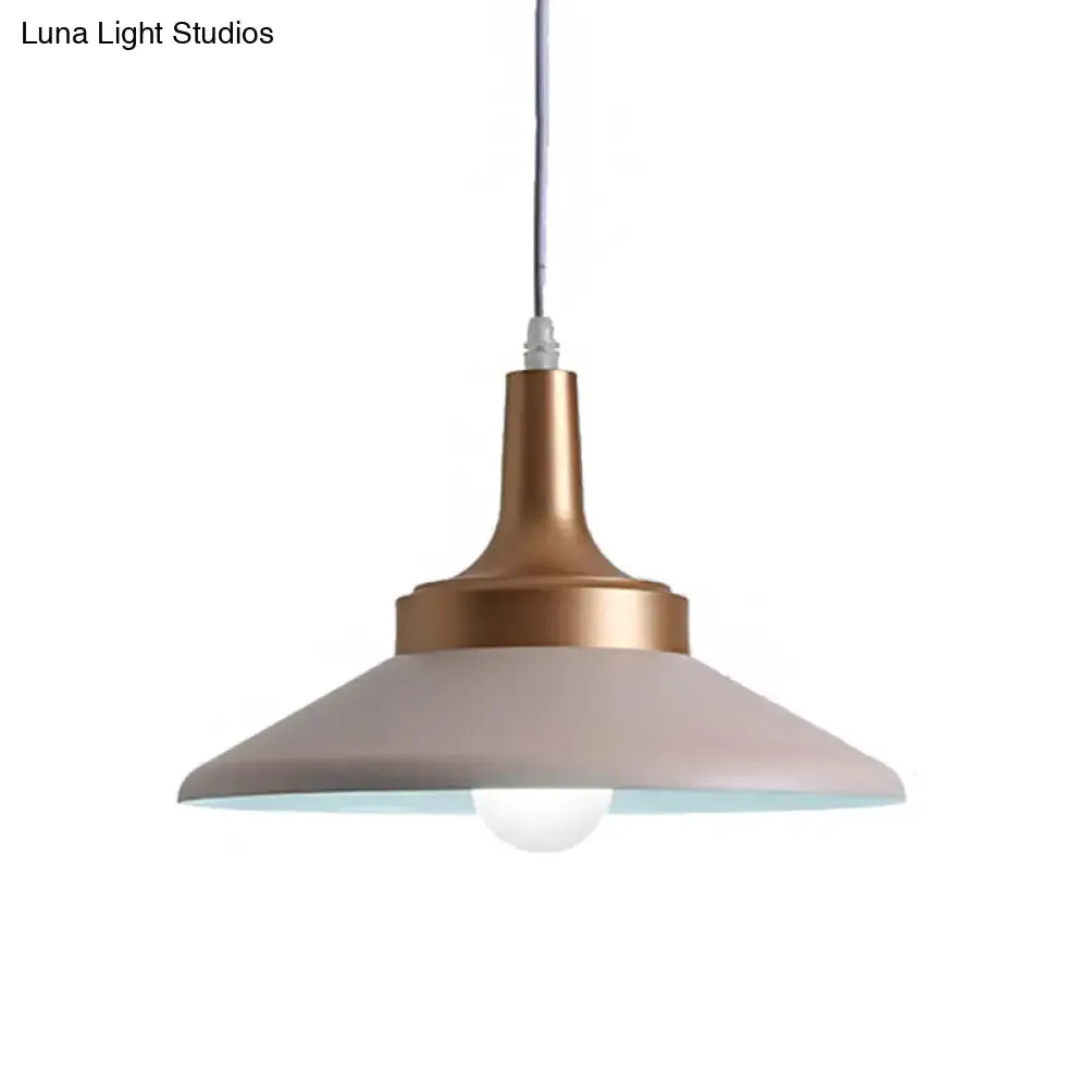 Conic Metal Pendant Lighting - Nordic Style, 1 Light, Black/White, 9.5"/14" Width