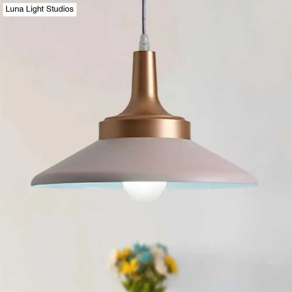 Conic Metal Pendant Lighting - Nordic Style, 1 Light, Black/White, 9.5"/14" Width