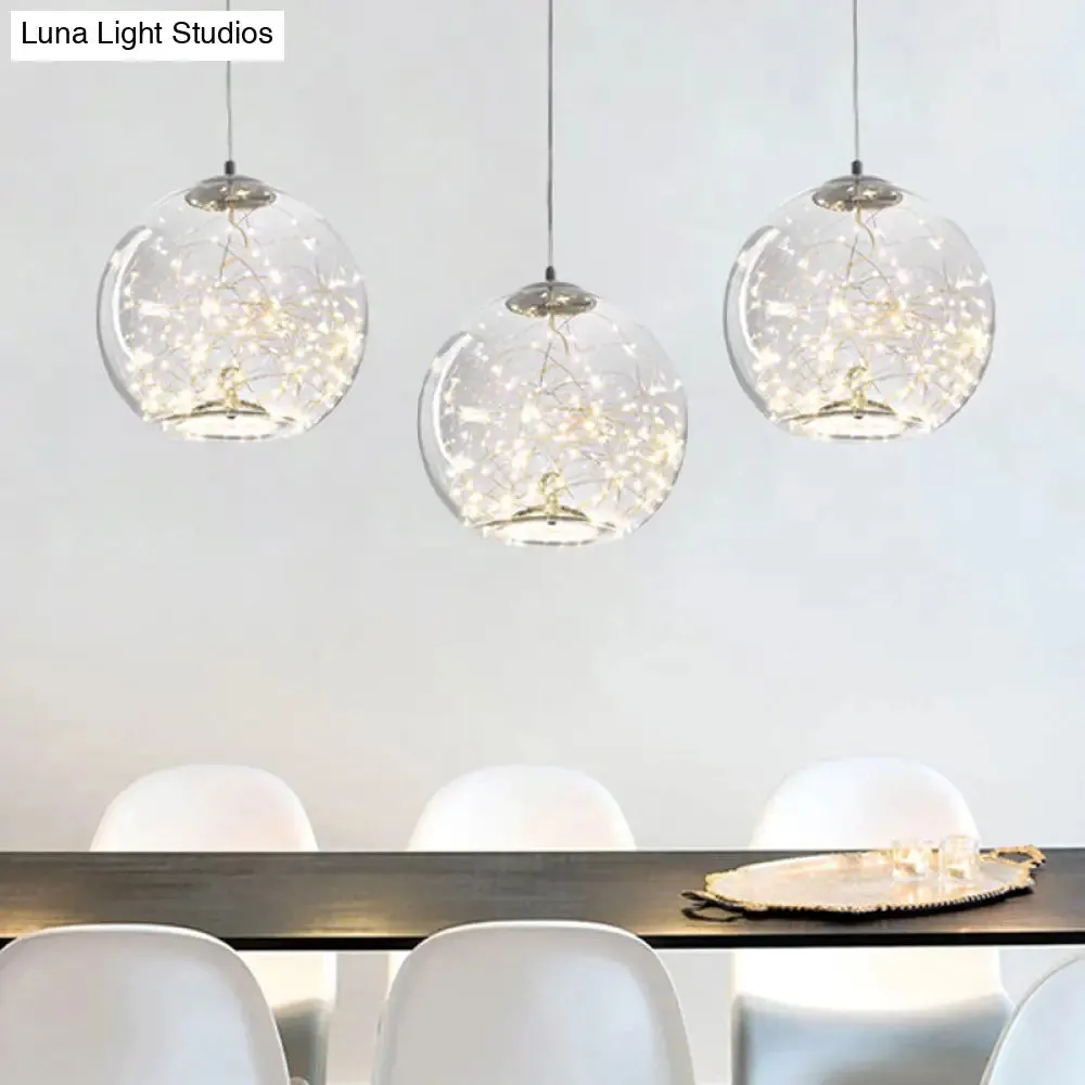 Contemporary LED Pendant Light with Amber/Smoke Grey Glass Globe/Cylinder/Oval - Ideal for Living Room