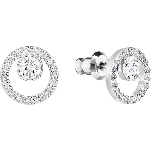 CREATIVITY CIRCLE EARRINGS, RHODIUM PLATED