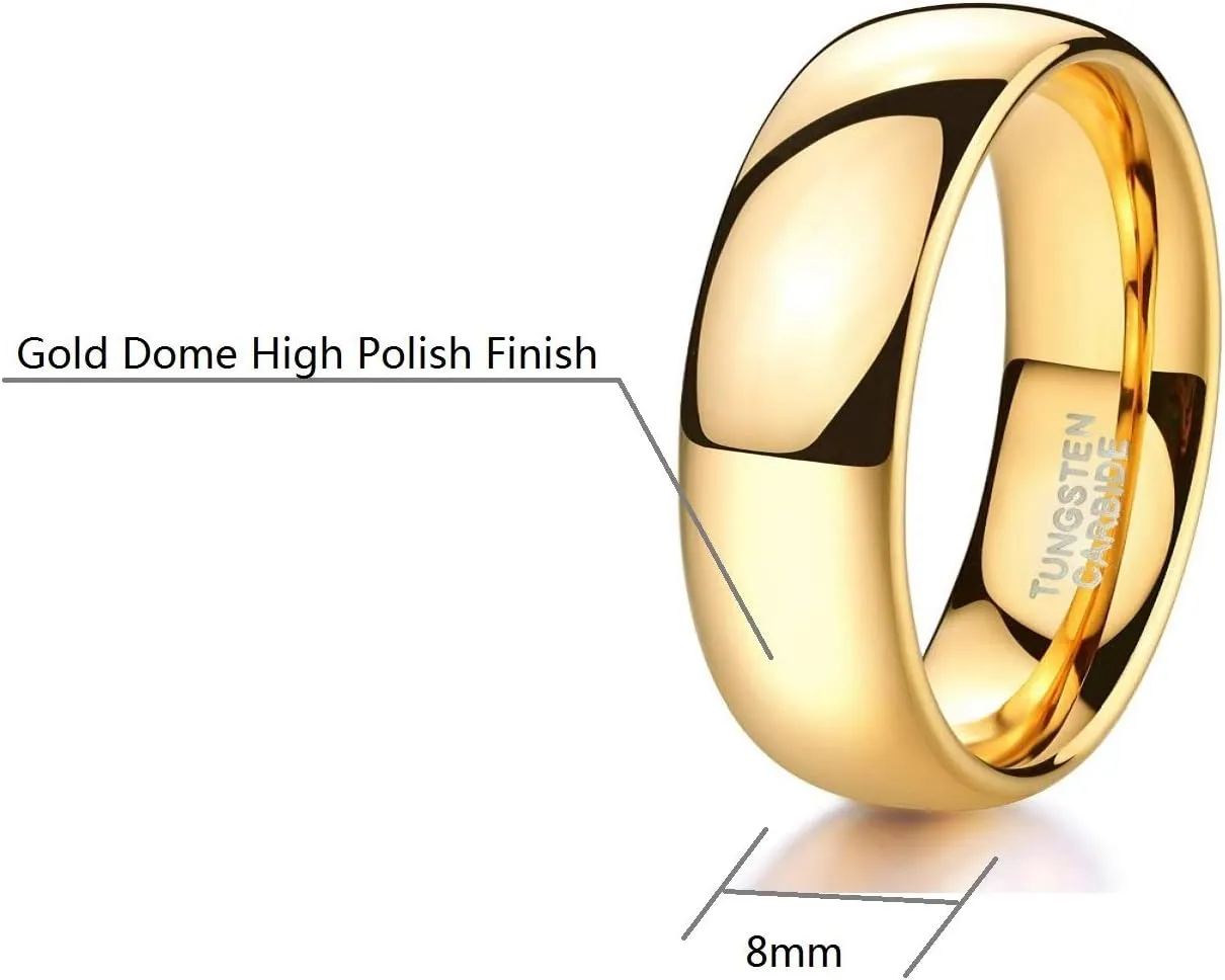 CROWNAL 2mm 4mm 6mm 8mm 10mm Tungsten Wedding Band Ring Men Women Plain Dome Polished Size Comfort Fit Size 3 To 17