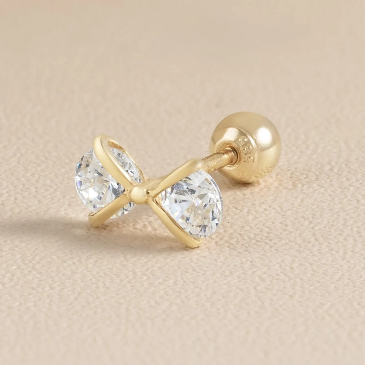 Cubic Bow Piercing in Yellow Gold with Cubic Zirconia