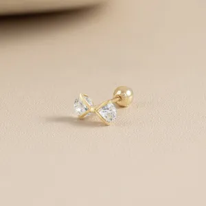 Cubic Bow Piercing in Yellow Gold with Cubic Zirconia
