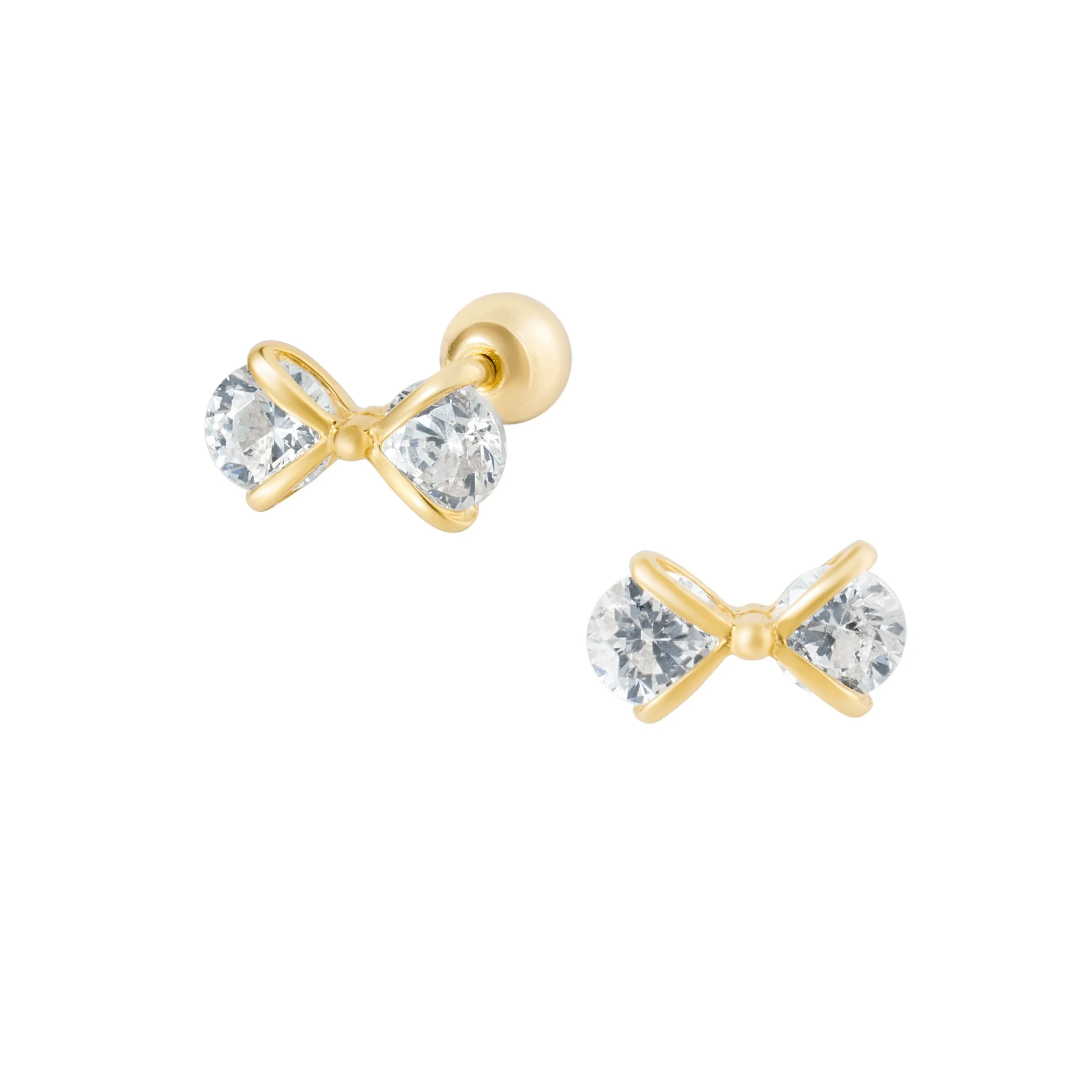 Cubic Bow Piercing in Yellow Gold with Cubic Zirconia