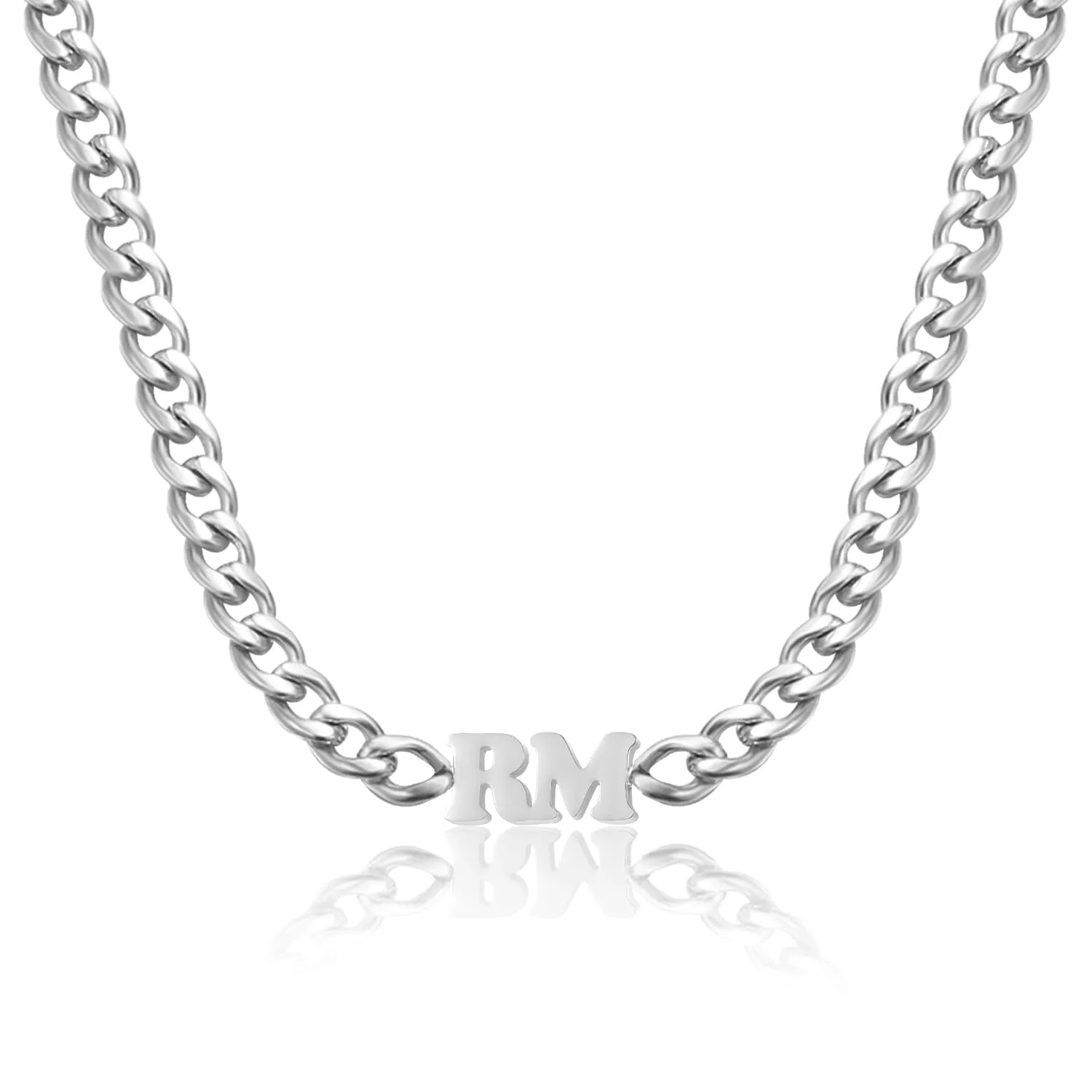 Custom 8mm Thick Cuban Chain Blod Letter Necklace, Letter Name Necklace, Personalized Necklace, Name Choker, Vintage Jewelry For Women Men Valentine's Day Gift (16in, Gold)