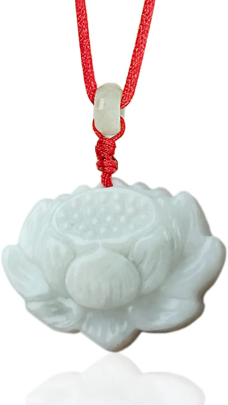 Dahlia Lotus Jade Necklace, Real Grade A Certified Burma Jadeite for Beauty and Purity
