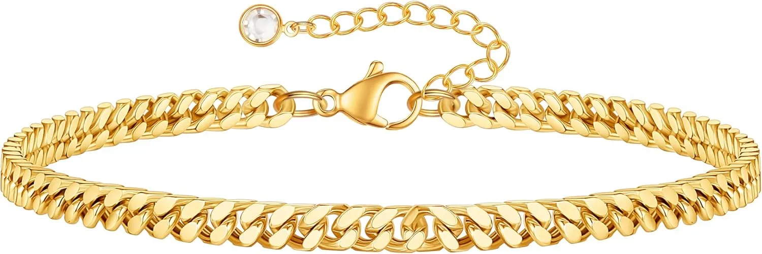 Dainty Gold Bracelets for Women, 14k Gold Plated Beaded Bracelet Evil Eye Bracelet Cross Bracelet Bar Bracelets for Women Thin Gold Bracelets for Women Jewelry Gifts
