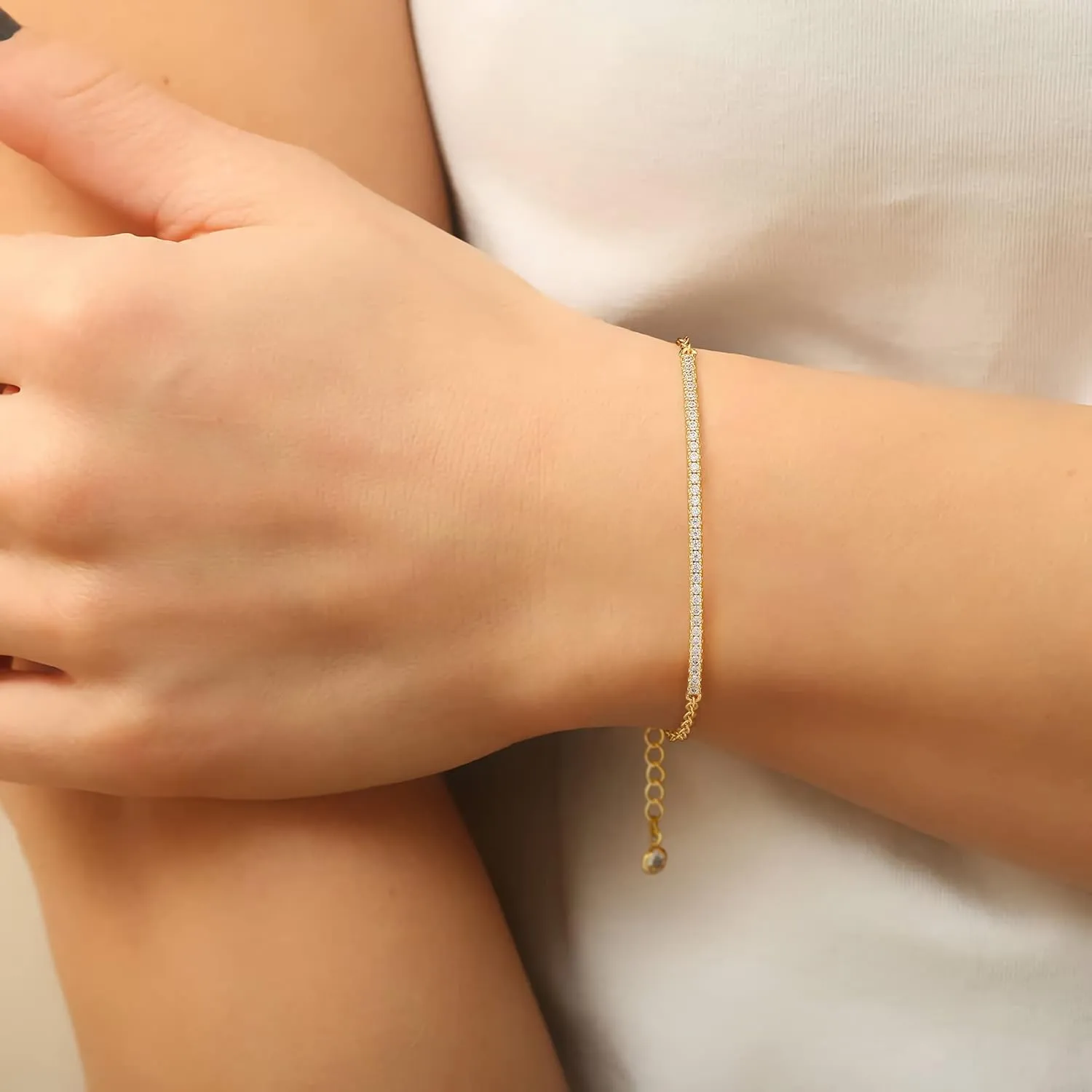 Dainty Gold Bracelets for Women, 14k Gold Plated Beaded Bracelet Evil Eye Bracelet Cross Bracelet Bar Bracelets for Women Thin Gold Bracelets for Women Jewelry Gifts