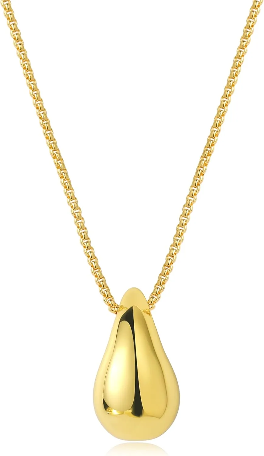 Dainty Gold Necklace for Women, 14K Gold Plated Pear Pendent Necklace Teardrop Pendent Necklace Gold Jewelry for Women