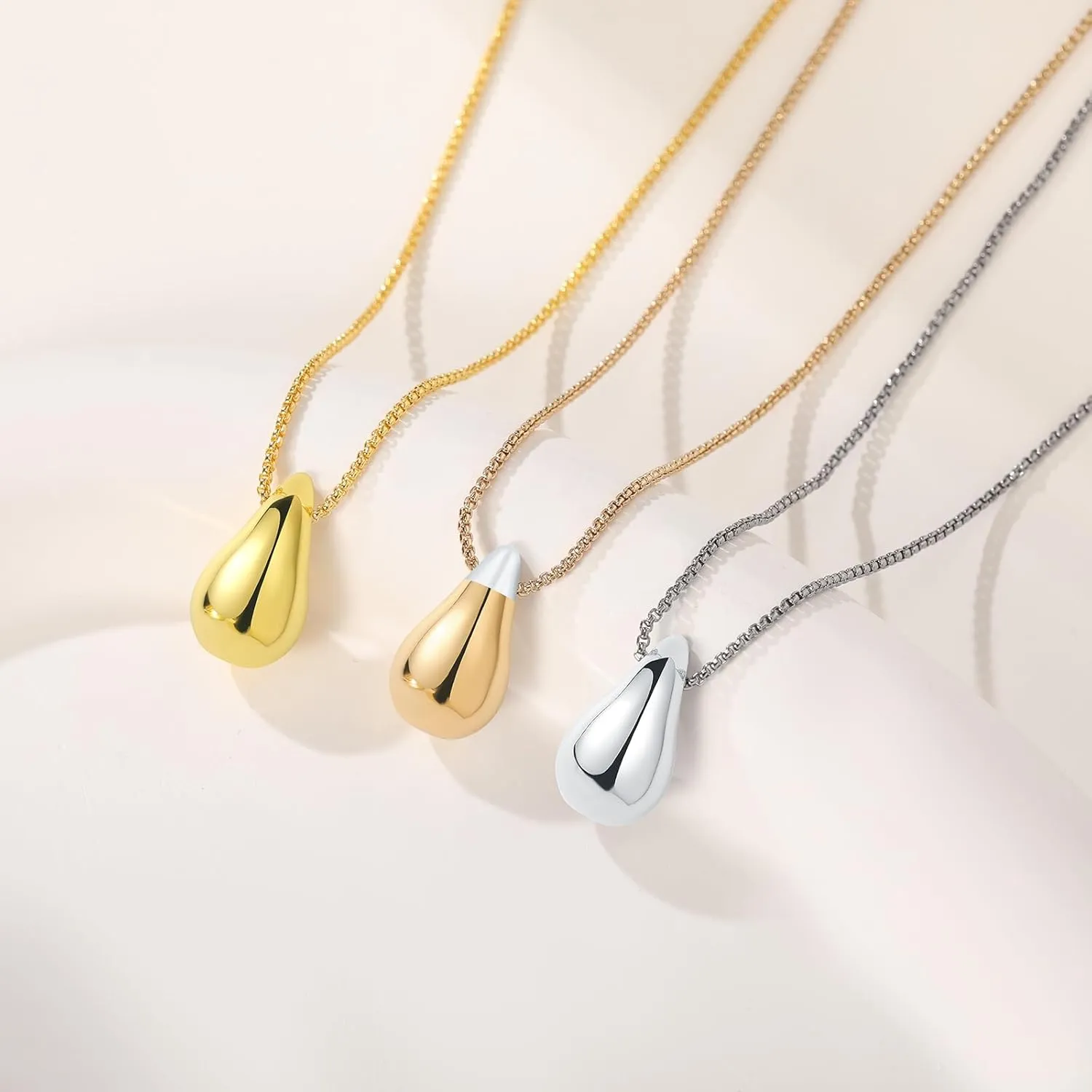 Dainty Gold Necklace for Women, 14K Gold Plated Pear Pendent Necklace Teardrop Pendent Necklace Gold Jewelry for Women