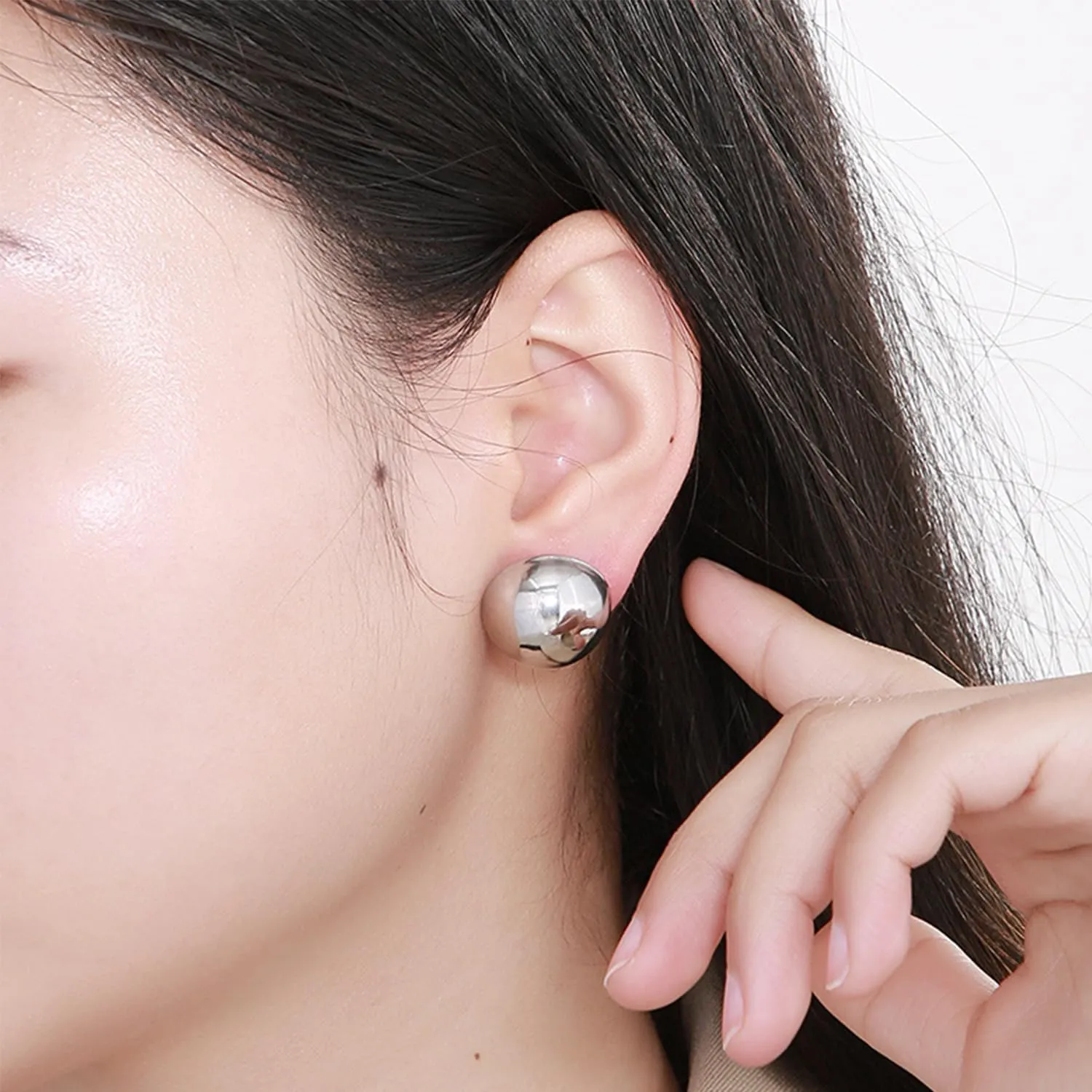 Dainty Half Ball Earrings for Women Gold Heart Stud Earrings Silver Ball Earrings Half Ball Dome Stud Earrings Birthday Party Jewelry for Women