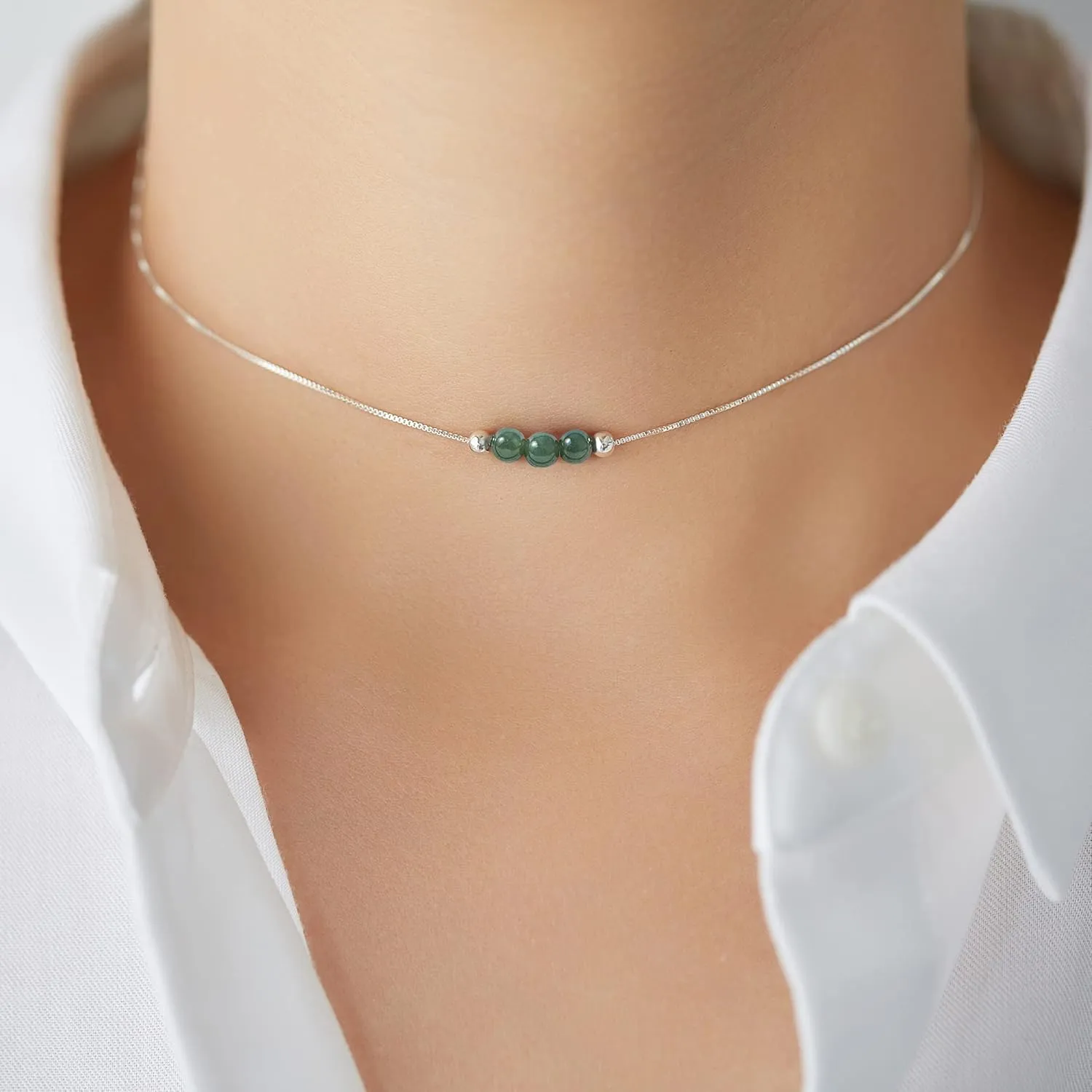 Dainty Pearl 925 Sterling Silver Choker Collar Necklace Handmade With 3 White Pearl April Birthstone Jewelry Necklace Gifts for Women Young Lady Mother Friends Keenove