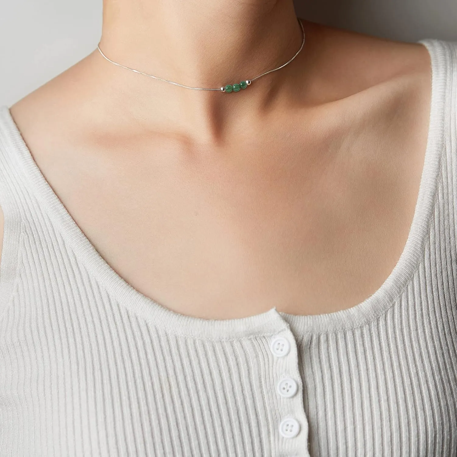 Dainty Pearl 925 Sterling Silver Choker Collar Necklace Handmade With 3 White Pearl April Birthstone Jewelry Necklace Gifts for Women Young Lady Mother Friends Keenove