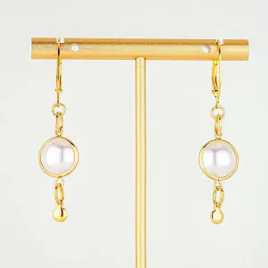 Dainty Pearl and Gold Drop Earrings: White Acrylic Pearl Earrings
