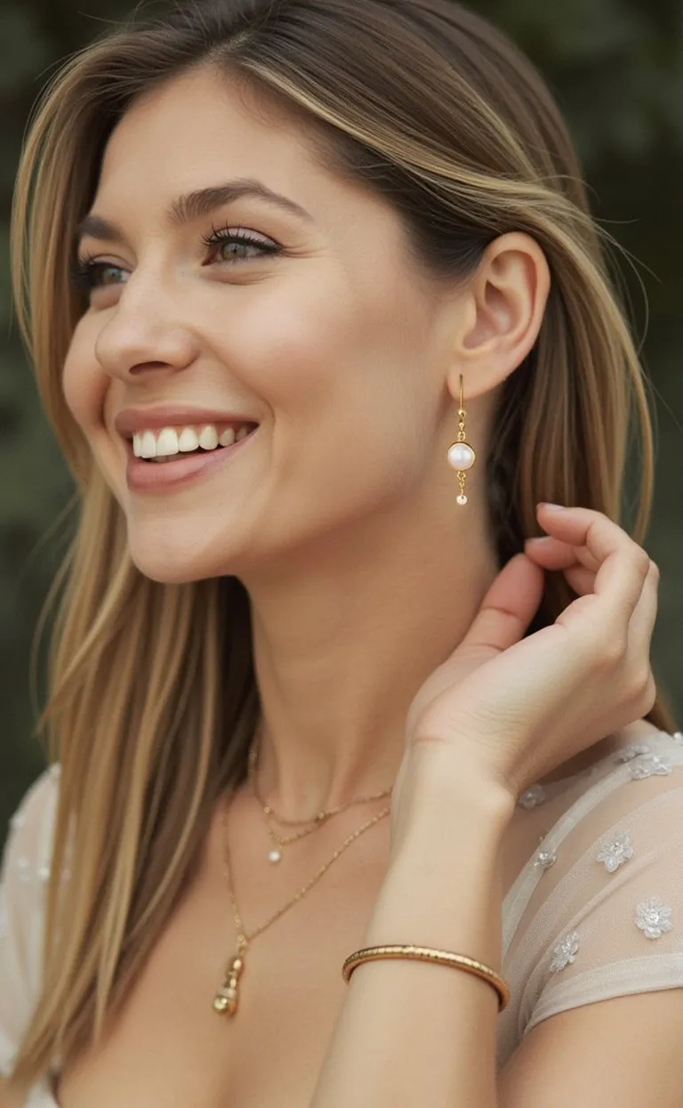 Dainty Pearl and Gold Drop Earrings: White Acrylic Pearl Earrings