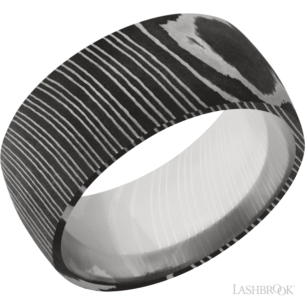 Damascus Steel Domed Wedding Band 10mm Wide