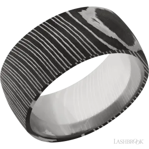 Damascus Steel Domed Wedding Band 10mm Wide