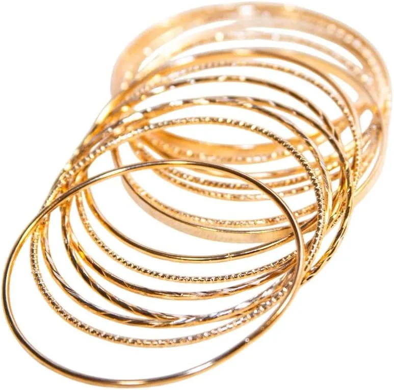D&U Set 004. Set of 14 Bracelets Fashion Jewelry Gold Plated Fashion Simple Stylish for Women Charm Bracelet Jewelry Birthday Bracelets. The gift comes with a pendant on a chain in the shape of two gold hearts.??