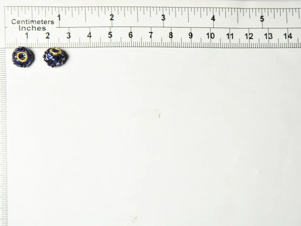 Dark Blue Spherical Beaded Clay Beads