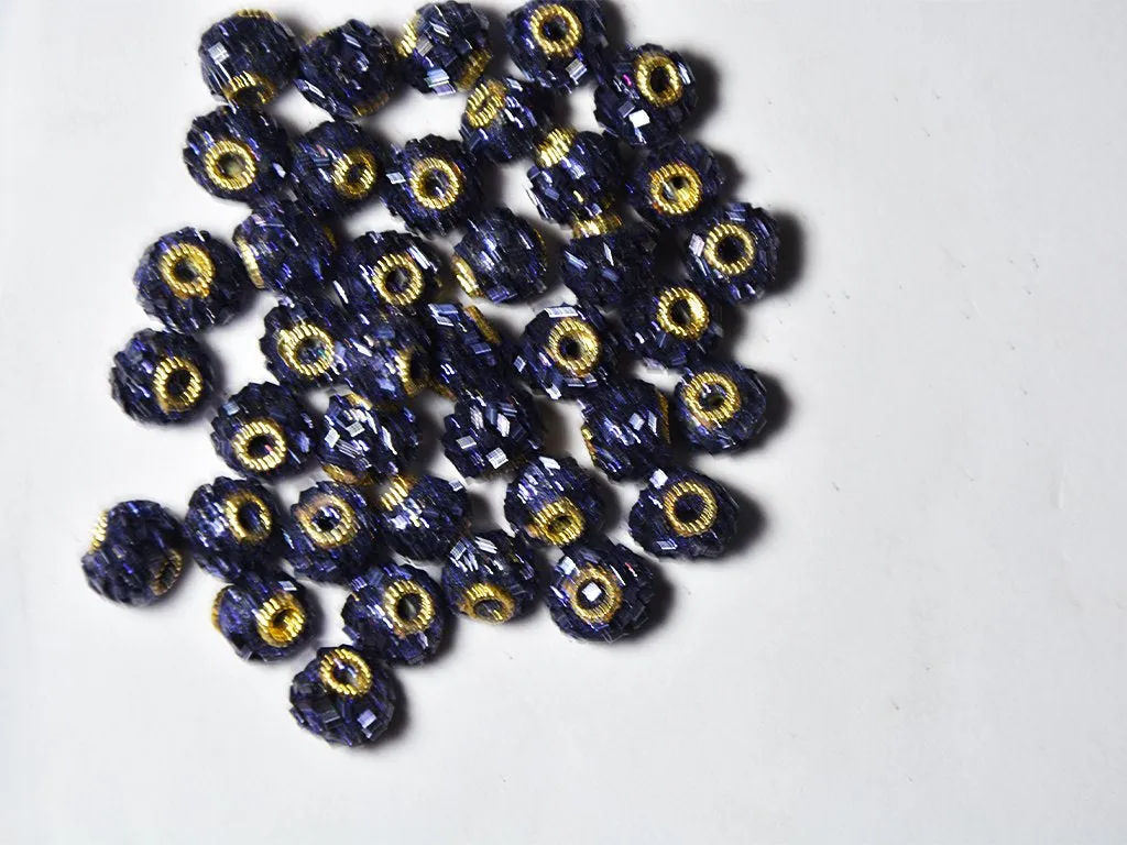 Dark Blue Spherical Beaded Clay Beads