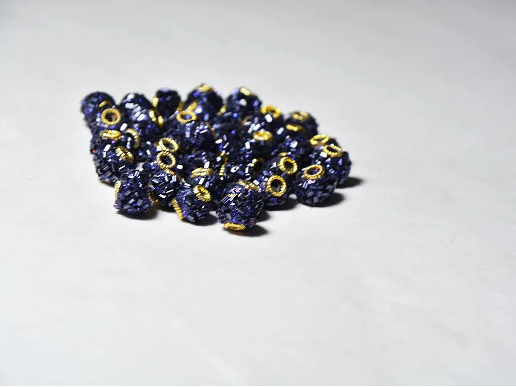 Dark Blue Spherical Beaded Clay Beads