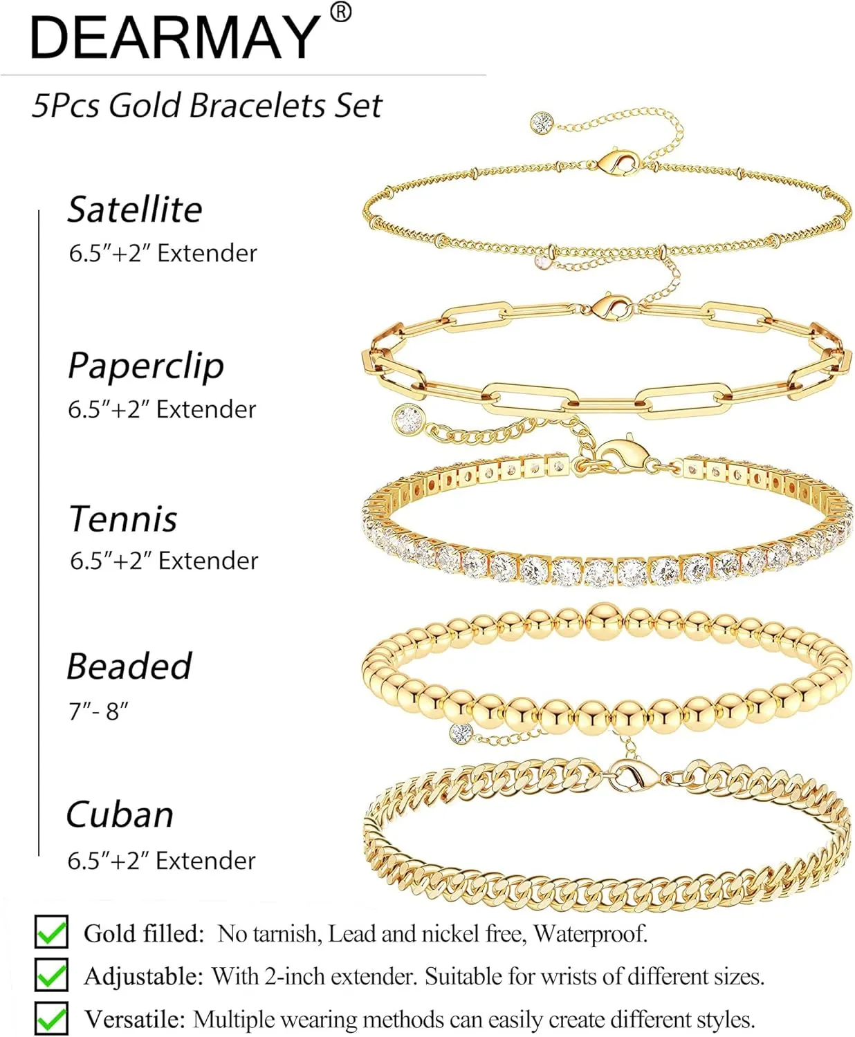DEARMAY Dainty Silver Bracelets for Women Trendy, 925 Sterling Silver Jewelry Set for Women Bracelets for Women Paperclip Box Herringbone Figaro Rope Chain Bracelet Fashion Pack Gifts for Women