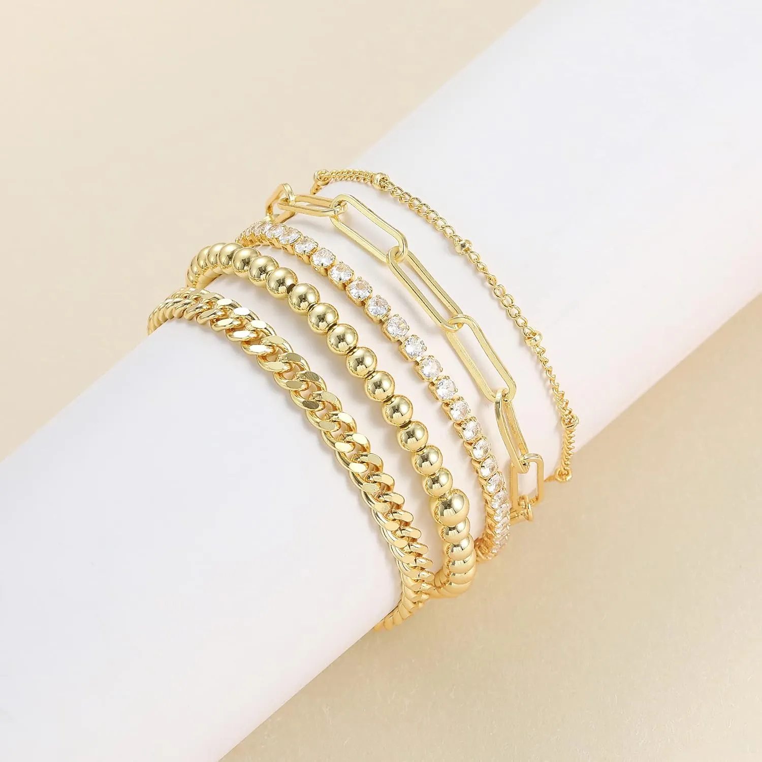 DEARMAY Dainty Silver Bracelets for Women Trendy, 925 Sterling Silver Jewelry Set for Women Bracelets for Women Paperclip Box Herringbone Figaro Rope Chain Bracelet Fashion Pack Gifts for Women