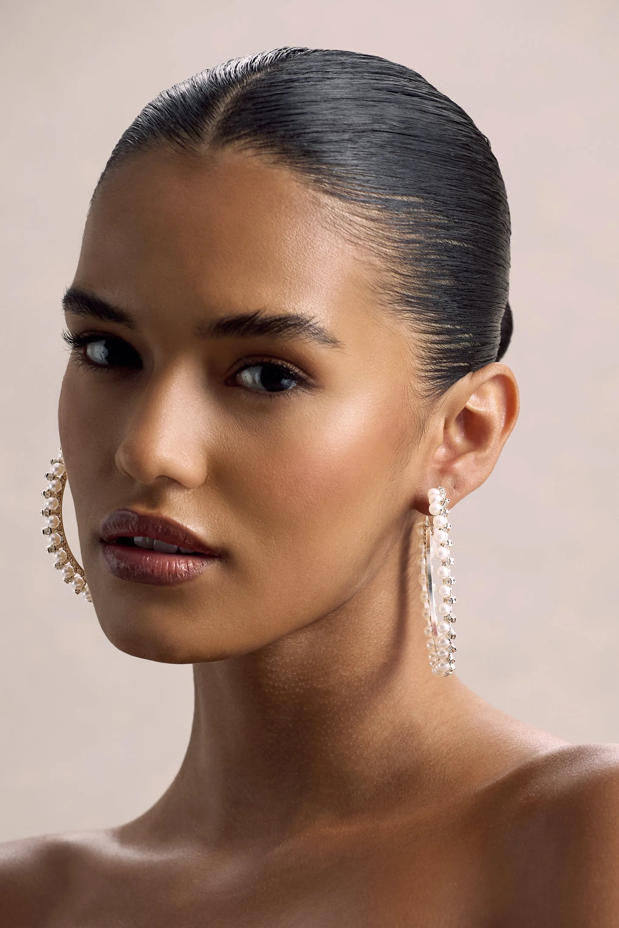 Delfina | Silver Pearl Hoops Earrings