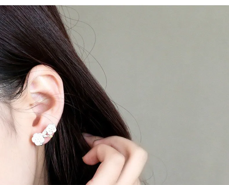 Delicate Sakura Stud Earrings - Sterling Silver Cherry Blossom Design