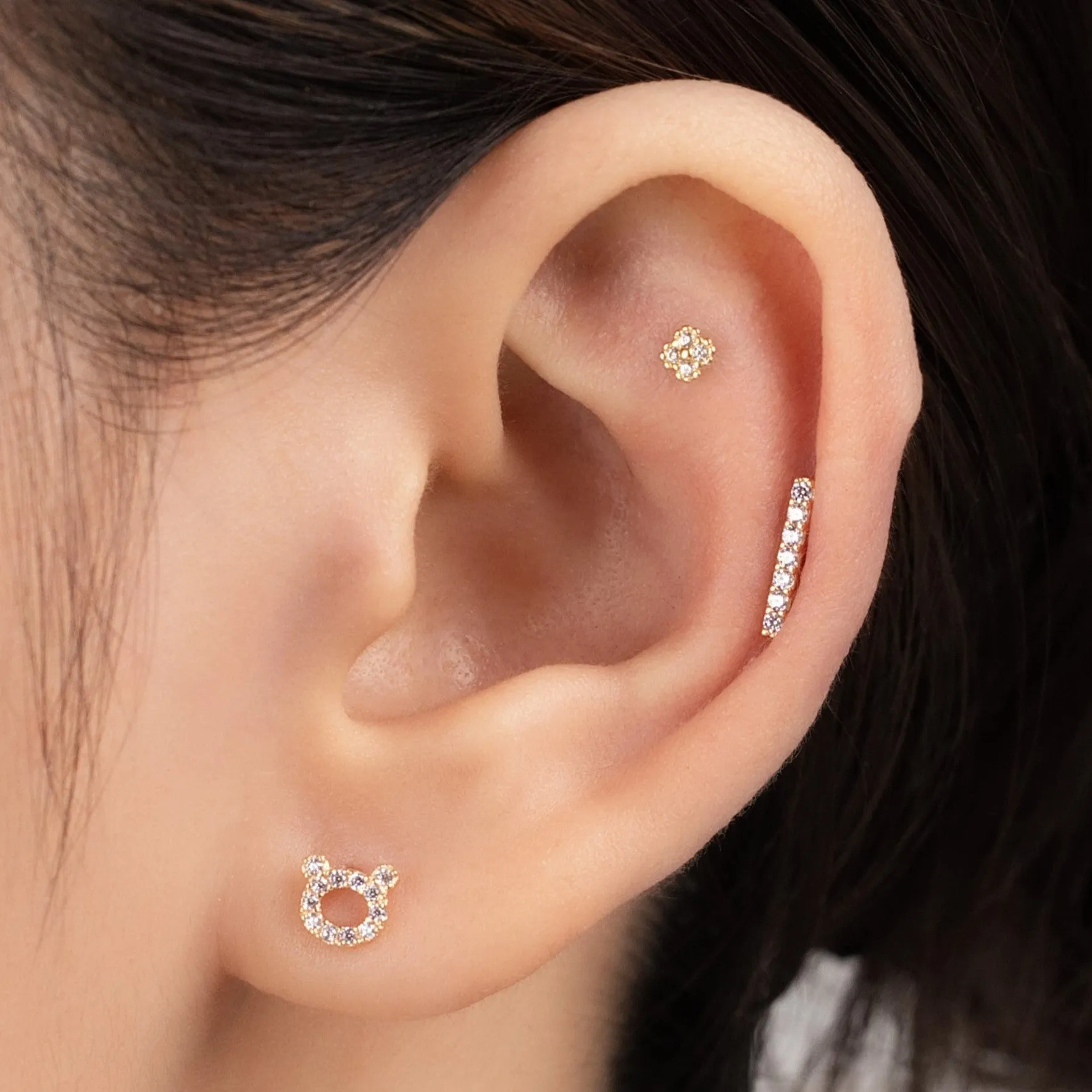Della Piercing in Yellow Gold with Cubic Zirconia