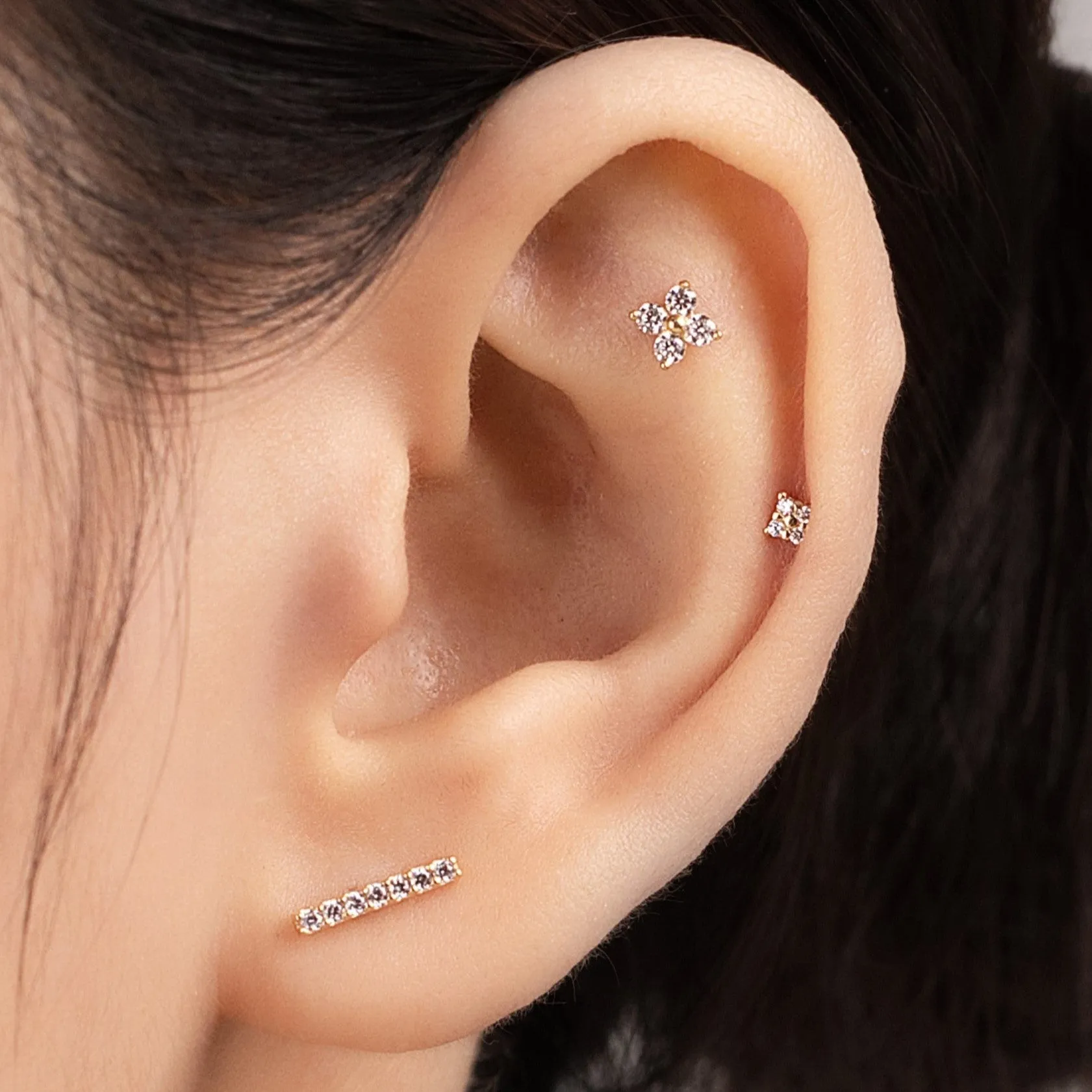 Della Piercing in Yellow Gold with Cubic Zirconia