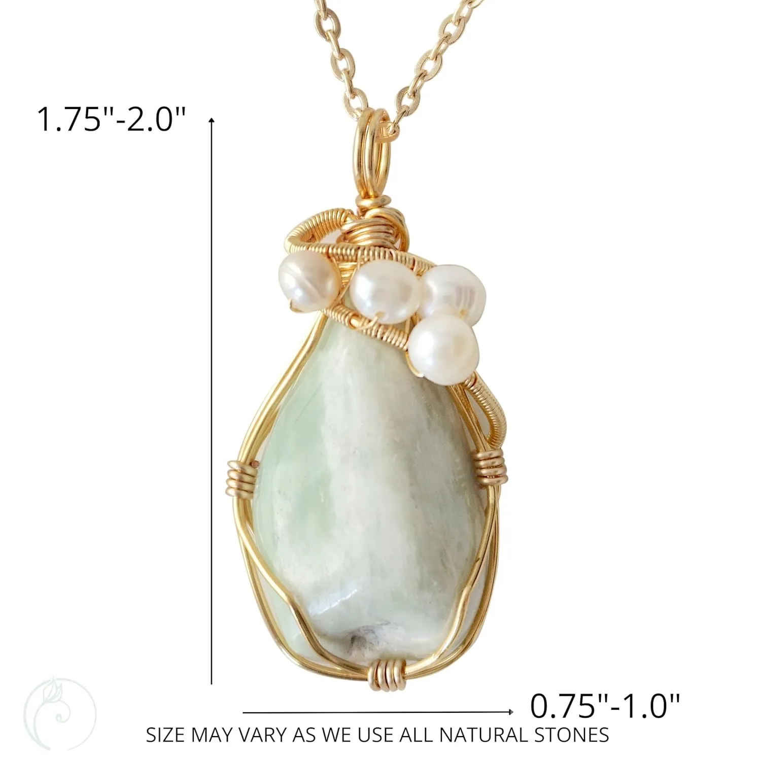 Designs by Nature Gems Raw Jade & Pearl Necklace, February Birthstone Jewelry, With 24 Inch Chain Gold Plated Chain, Genuine Raw Crystal, Handmade in North America