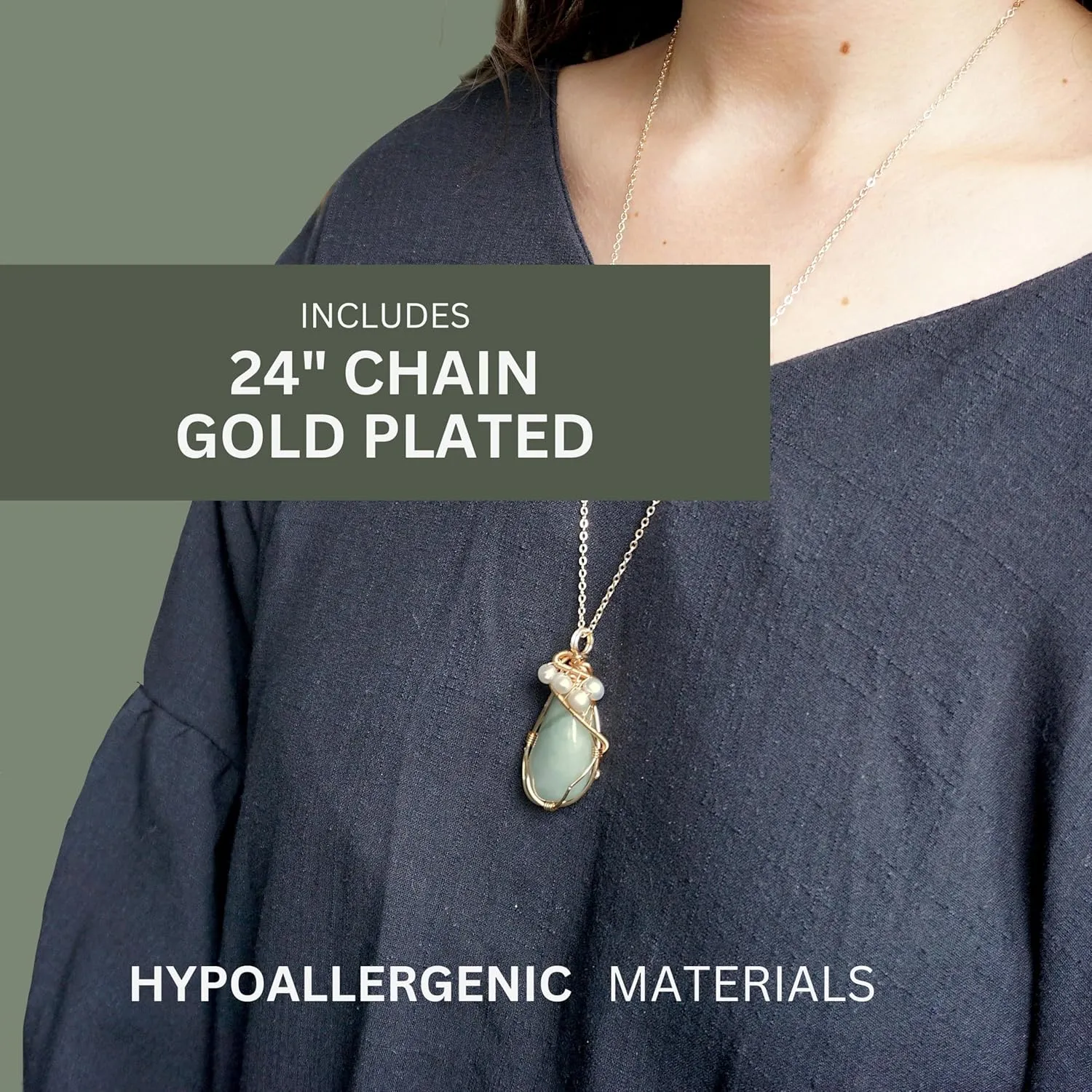 Designs by Nature Gems Raw Jade & Pearl Necklace, February Birthstone Jewelry, With 24 Inch Chain Gold Plated Chain, Genuine Raw Crystal, Handmade in North America