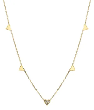 Diamond and Yellow Gold Heart Necklace
