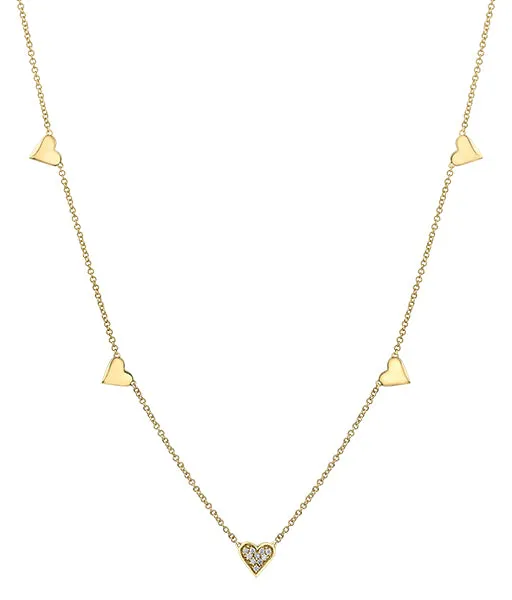 Diamond and Yellow Gold Heart Necklace