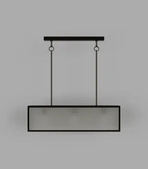 Dover Linear 3 Light Lantern Old Bronze with Frosted Tempered Glass Pendant