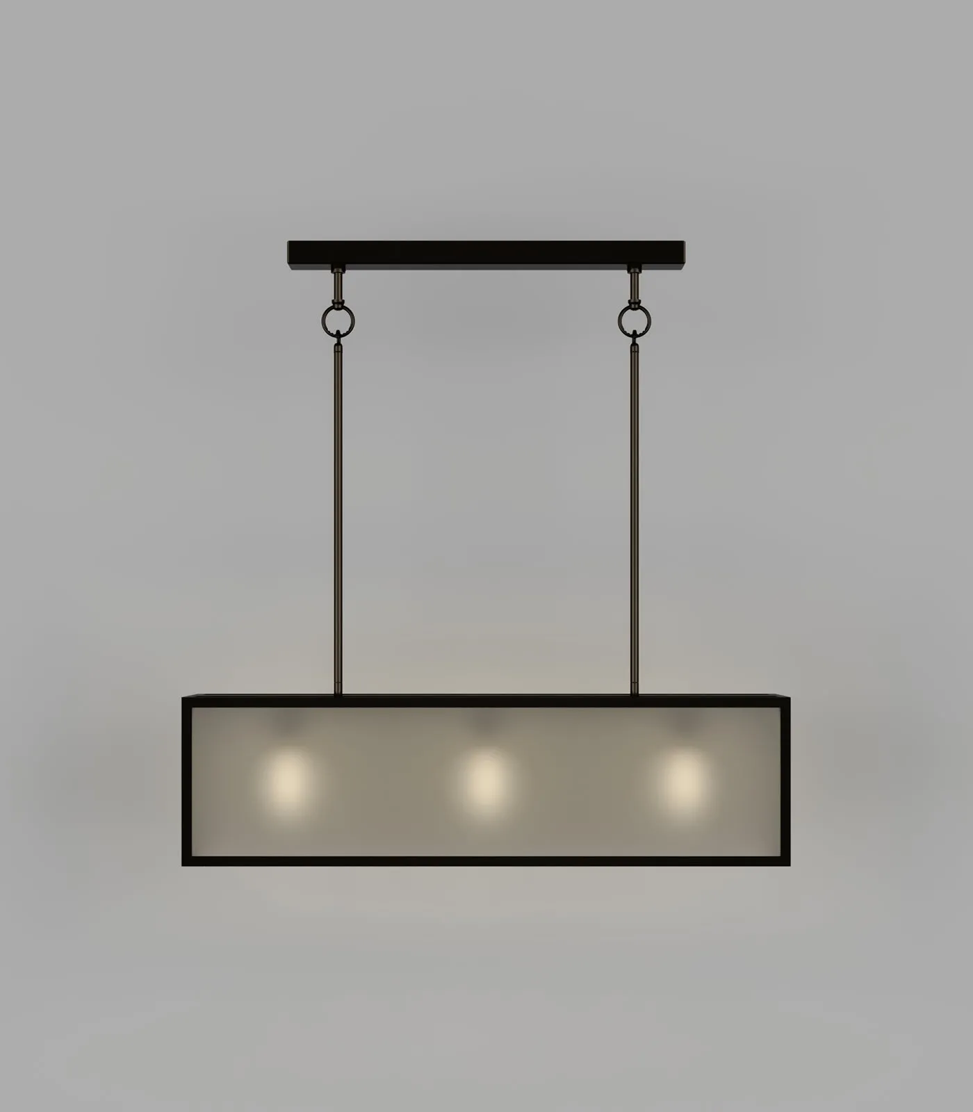 Dover Linear 3 Light Lantern Old Bronze with Frosted Tempered Glass Pendant