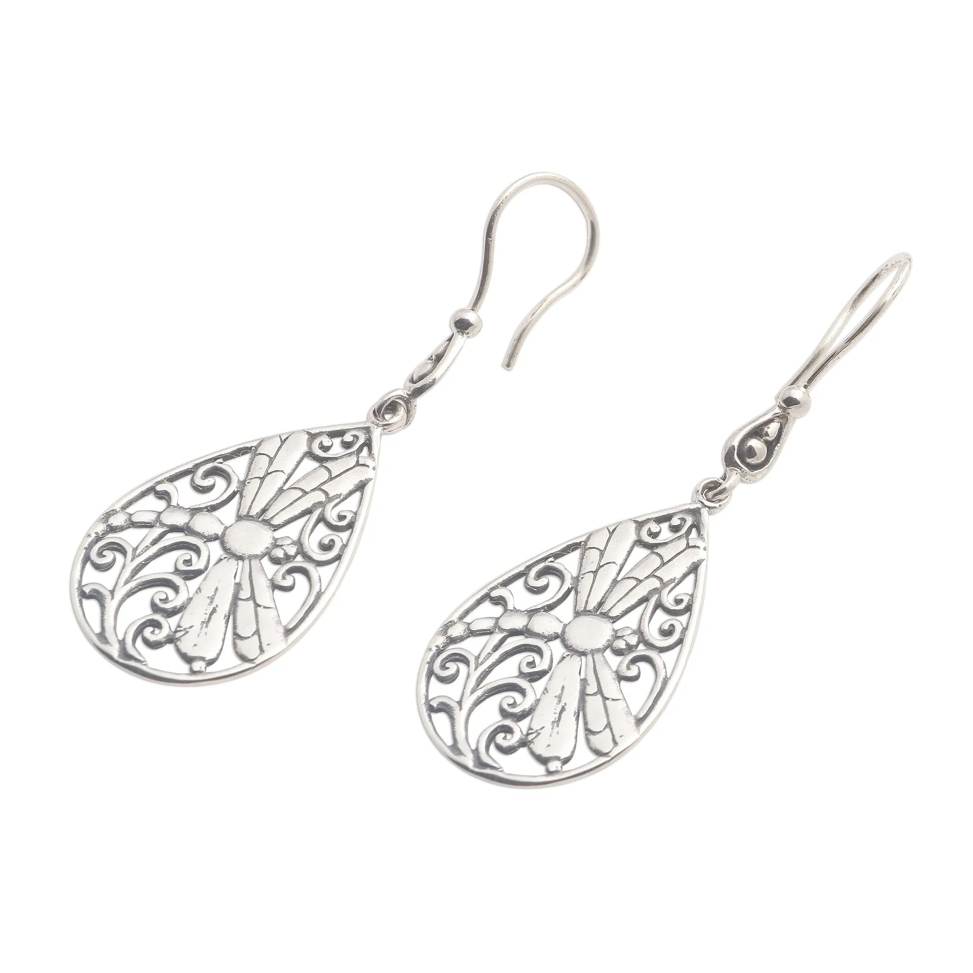 Dragonfly Sterling Silver Earrings from Bali - Dragonfly Breeze | NOVICA