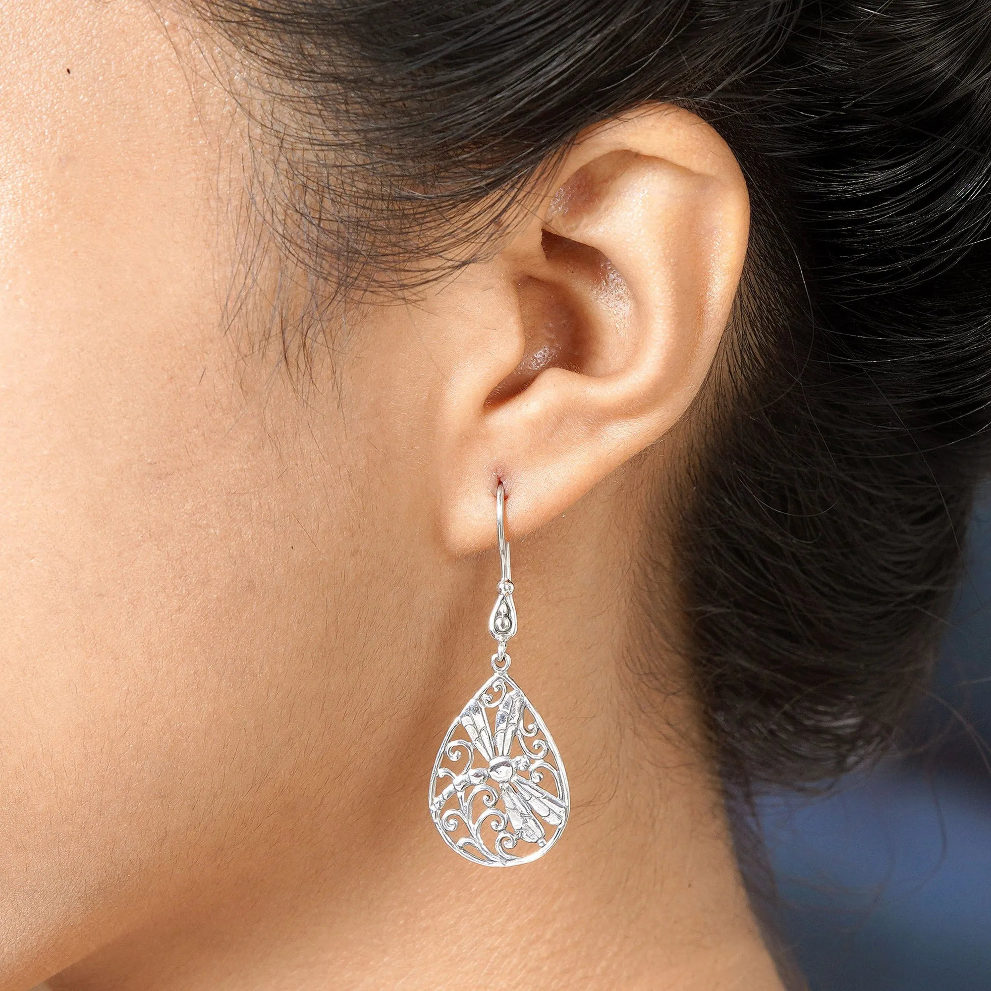 Dragonfly Sterling Silver Earrings from Bali - Dragonfly Breeze | NOVICA