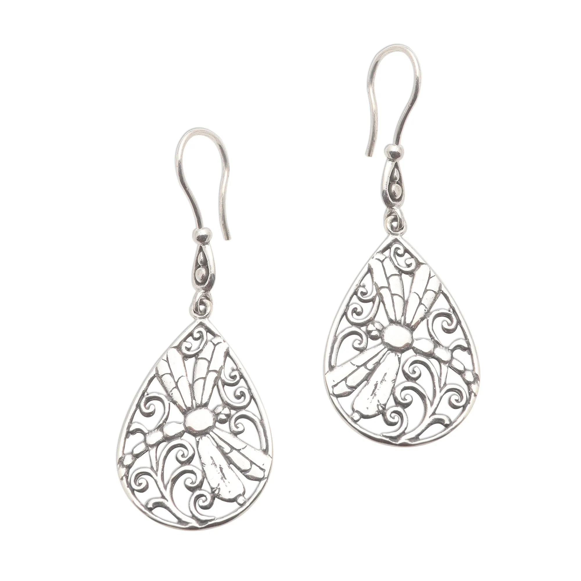 Dragonfly Sterling Silver Earrings from Bali - Dragonfly Breeze | NOVICA