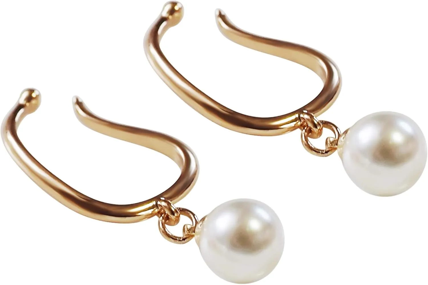 Ear Cuff Earrings Pearl Gold, Crystal Rhinestone Hoop Clip-On Earrings, Non Pierced Earrings Silver For Women, Teardrop Comfortable Clip On Earrings, MiyabiGrace