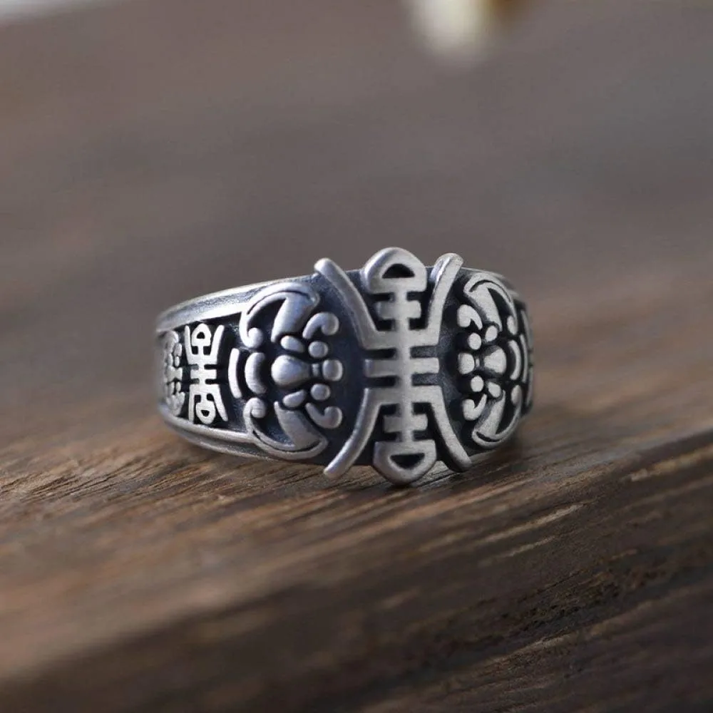 Earrings for Ladies Adjustable Ring Women, S925 Sterling Metal Retro Distressed Bat Character Pattern Ethnic Punk Adjustable Open Knuckle Tail Ring Finger