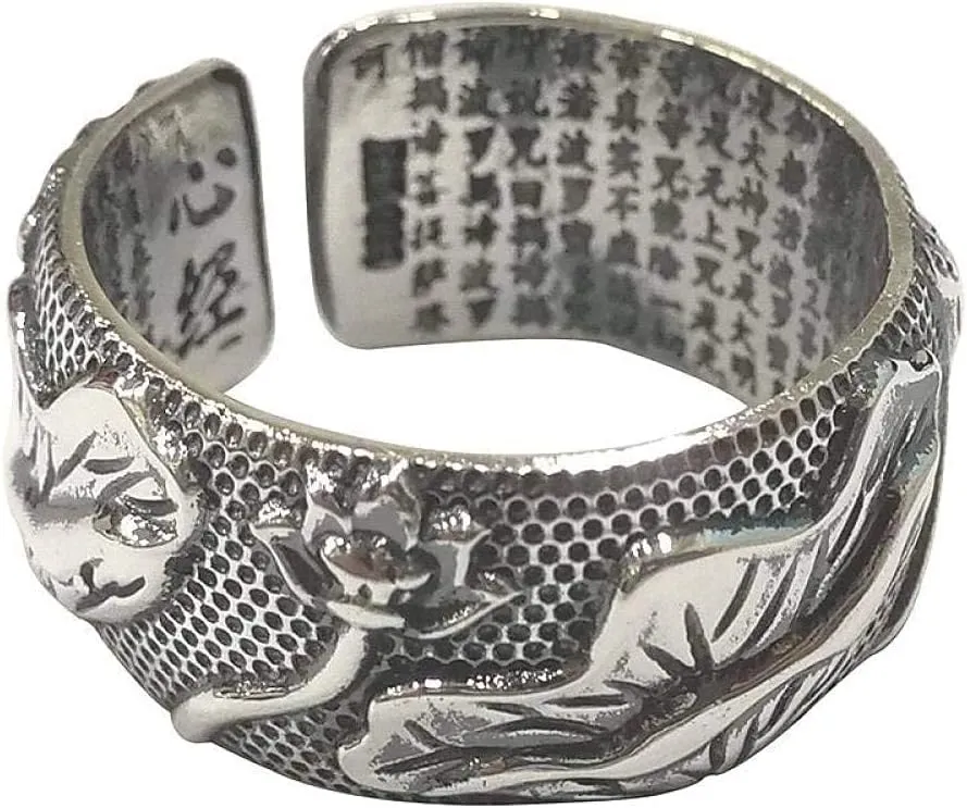 Earrings for Ladies Adjustable Ring Women, S925 Sterling Metal Retro Distressed Wide Leaf Font Nation Adjustable Open Knuckle Tail Ring Finger