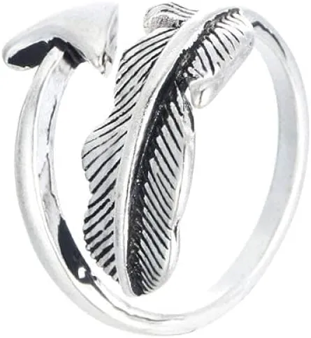 Earrings for Ladies Adjustable Ring Women, S925 Sterling Metal Retro Feather Arrow Fashion Adjustable Open Knuckle Tail Ring Finger Joint Toe Ring Jewelry