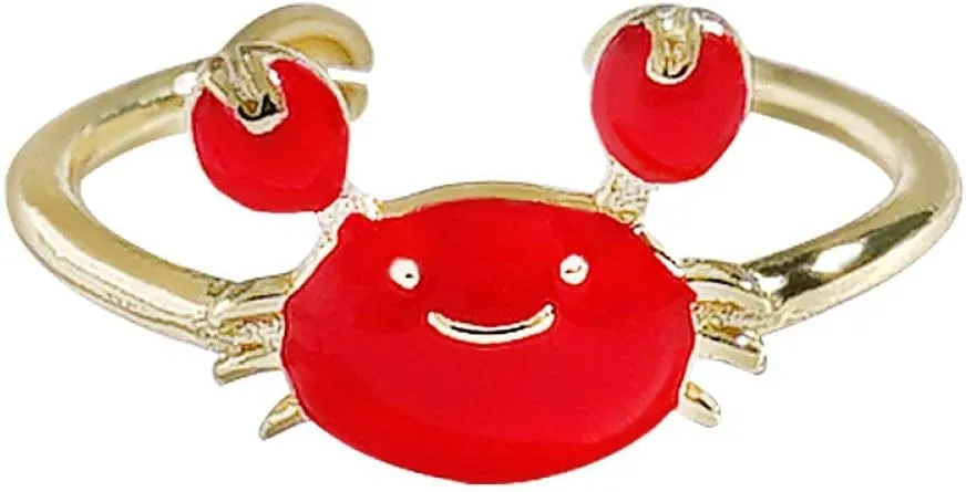 Earrings for Ladies Adjustable Ring Women, S925 Sterling Silver Modern Creative Golden Crab Cute Adjustable Open Knuckles Tail Ring Finger Joint T