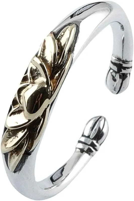Earrings for Ladies Adjustable Ring Women, S925 Sterling Silver Retro Golden Lotus Bud Easy Adjustable Open Knuckle Tail Ring Finger Joint Toe Rin
